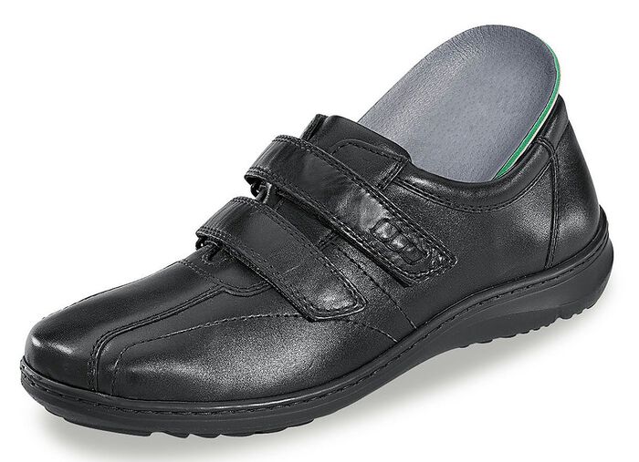 Waldläufer, bequeme Herren-Slipper, Weite H, mit herausnehmbarem Fussbett SCHWARZ